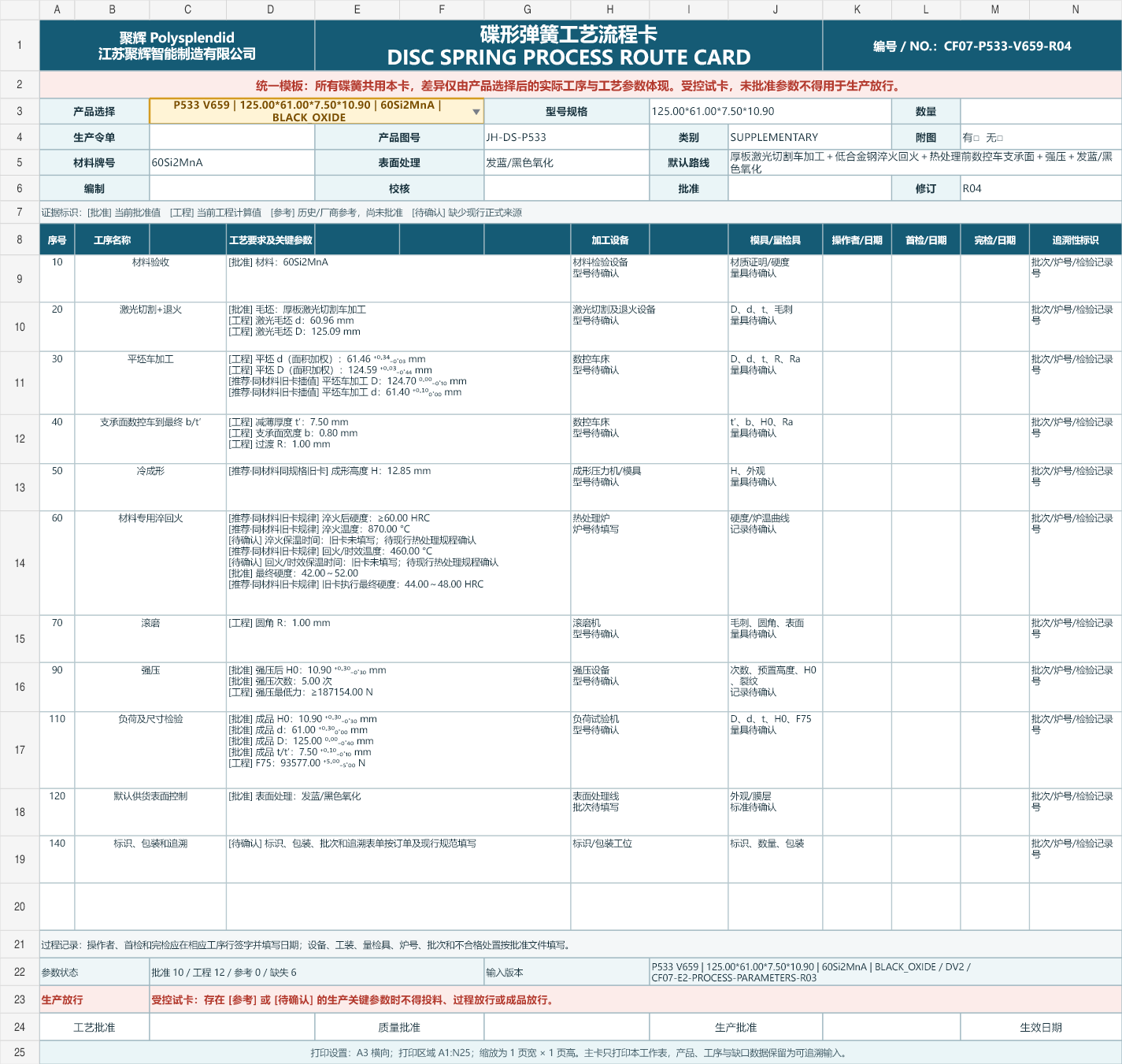 60Si2MnA 工艺卡预览
