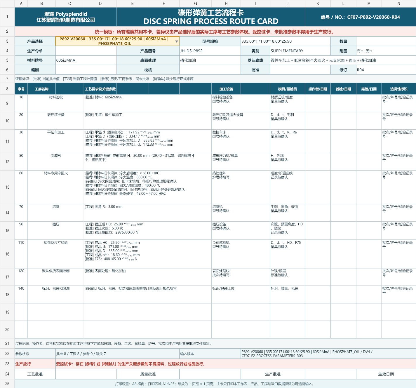 60Si2MnA 工艺卡预览